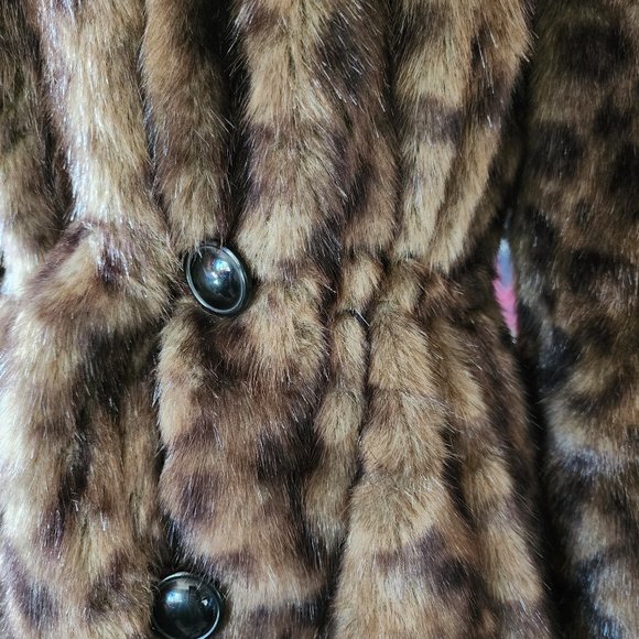CHOKOLAT Faux Fur Jacket w High Collar Size SMALL - Picture 8 of 12